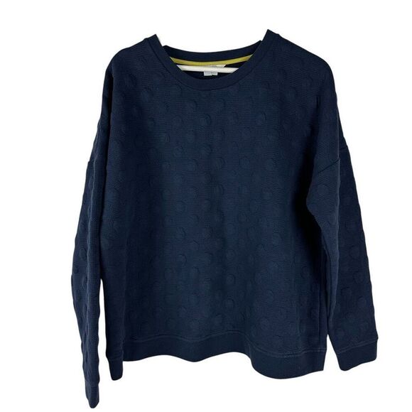 Boden Crewneck Sweatshirt Raised Polka Dots Size 14 Navy Blue - Picture 1 of 7